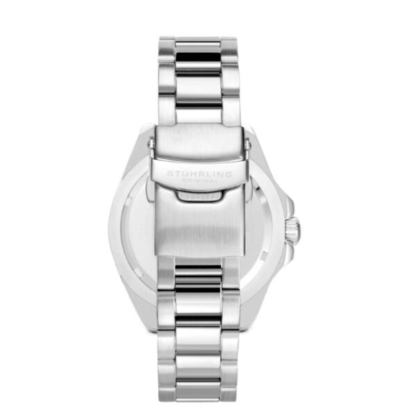 STÜHRLING MEN'S DEPTH MASTER WATCH WITH SILVER CASE AND SILVER BRACELET - Picture 2 of 5